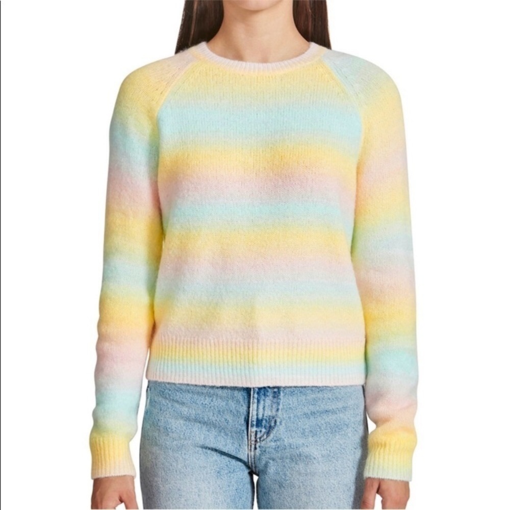 BB Dakota Steve Madden Rainbow Ombre Yarn Knit Long Sleeve Sweater Top XL